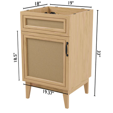 Javer Rattan Modern Farmhouse 2-Shelf Bath Vanity Cabinet Only (Sink Basin not Included) - JONATHAN Y